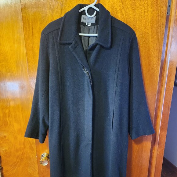 Women's Size 14 Bromley Black 100% Wool Lined Full Length Coat - Picture 1 of 8